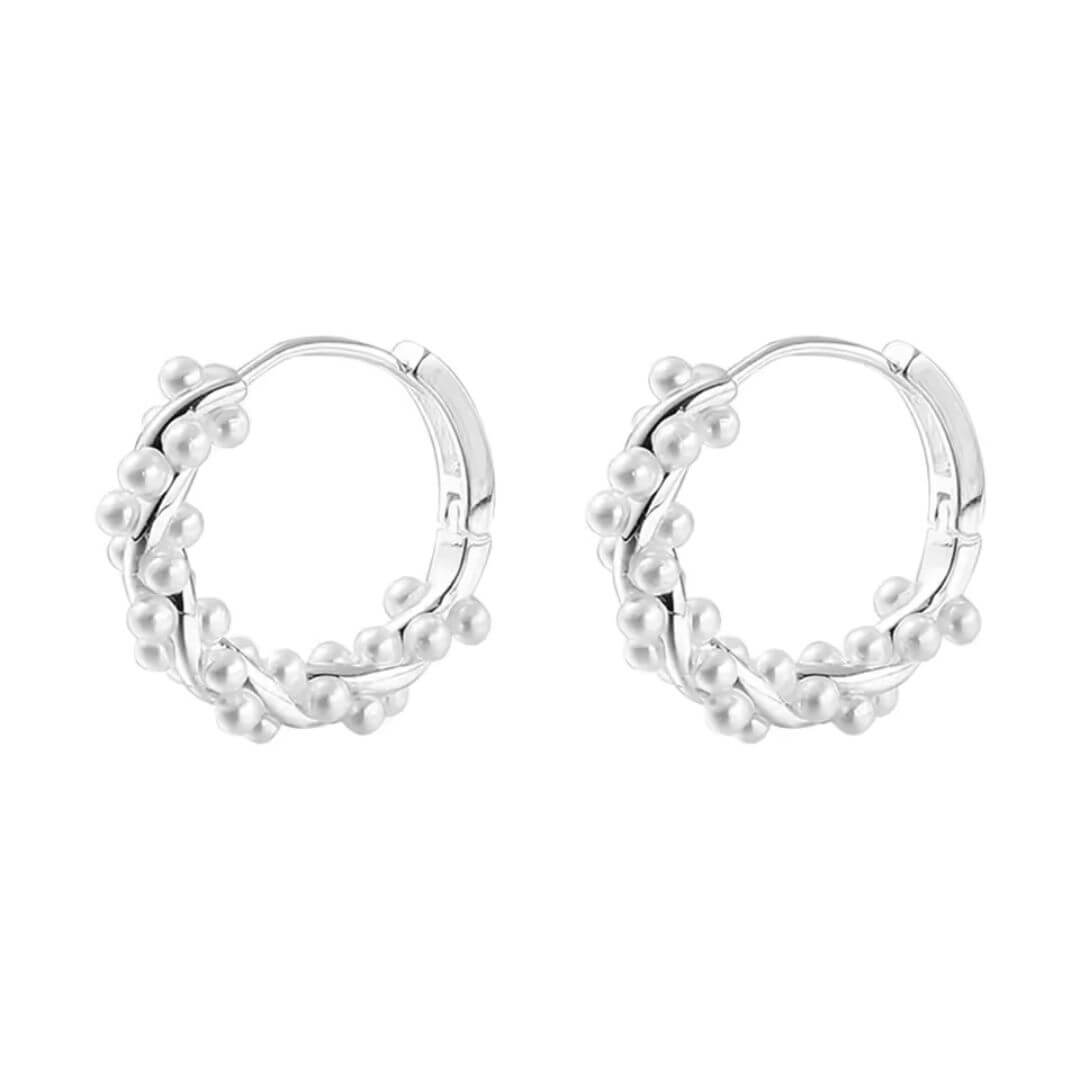 Pearl Gold Hoop Earrings - Diane Jewelry