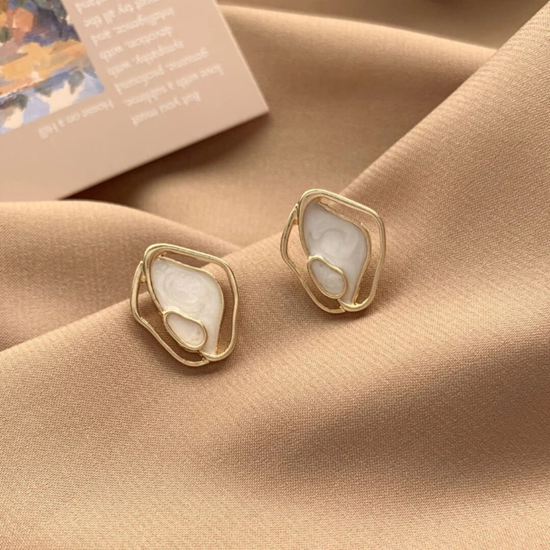 Abstract Gold Statement Stud Earrings - Diane Jewelry