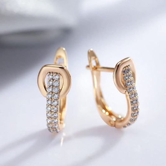 Gold Hoop Earrings with Crystals - Diane Jewelry