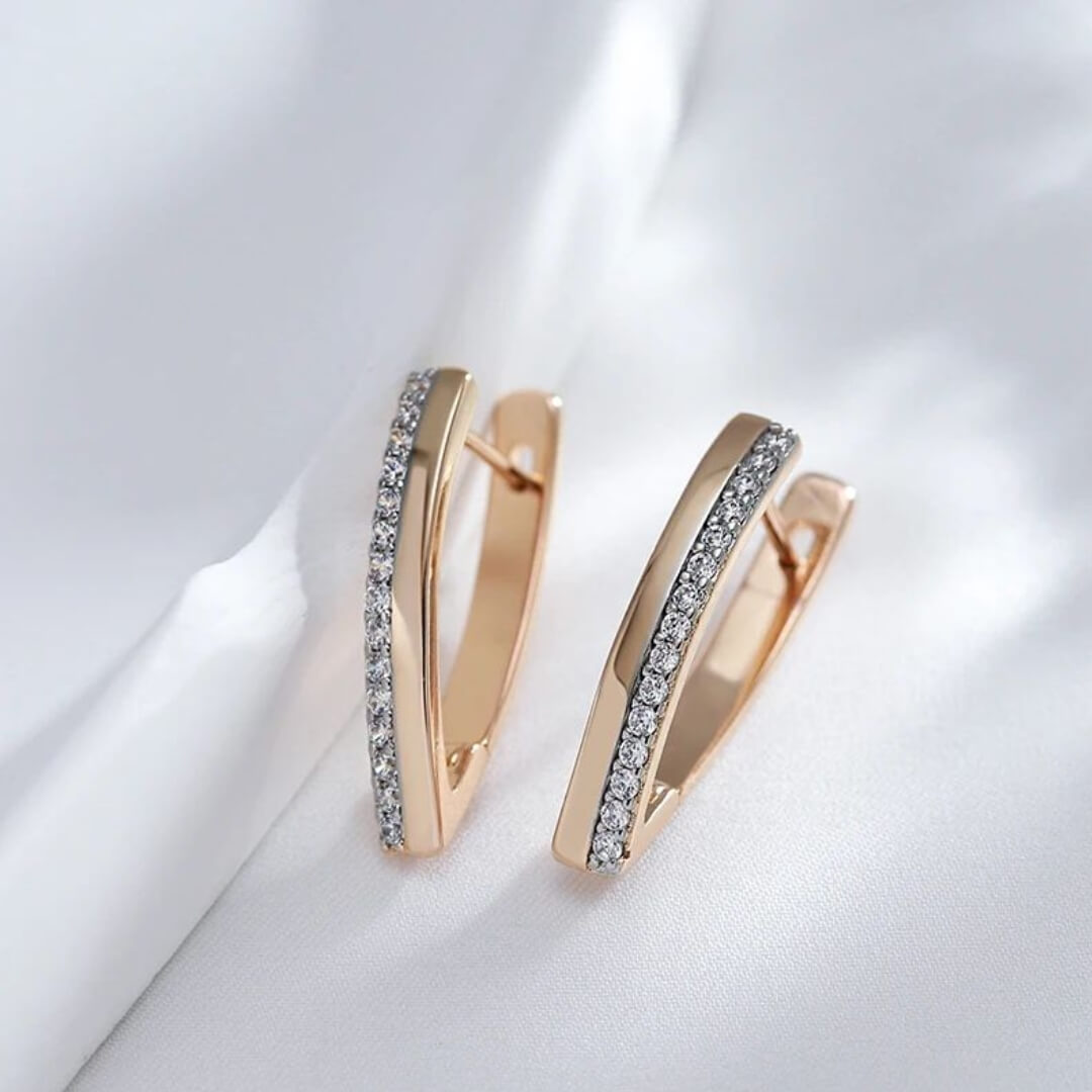 Gold Curved Hoop Earring - Diane Jewelry