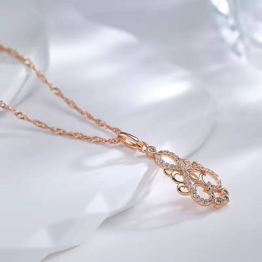 Rose Gold Crystal Filigree Necklace - Diane Jewelry