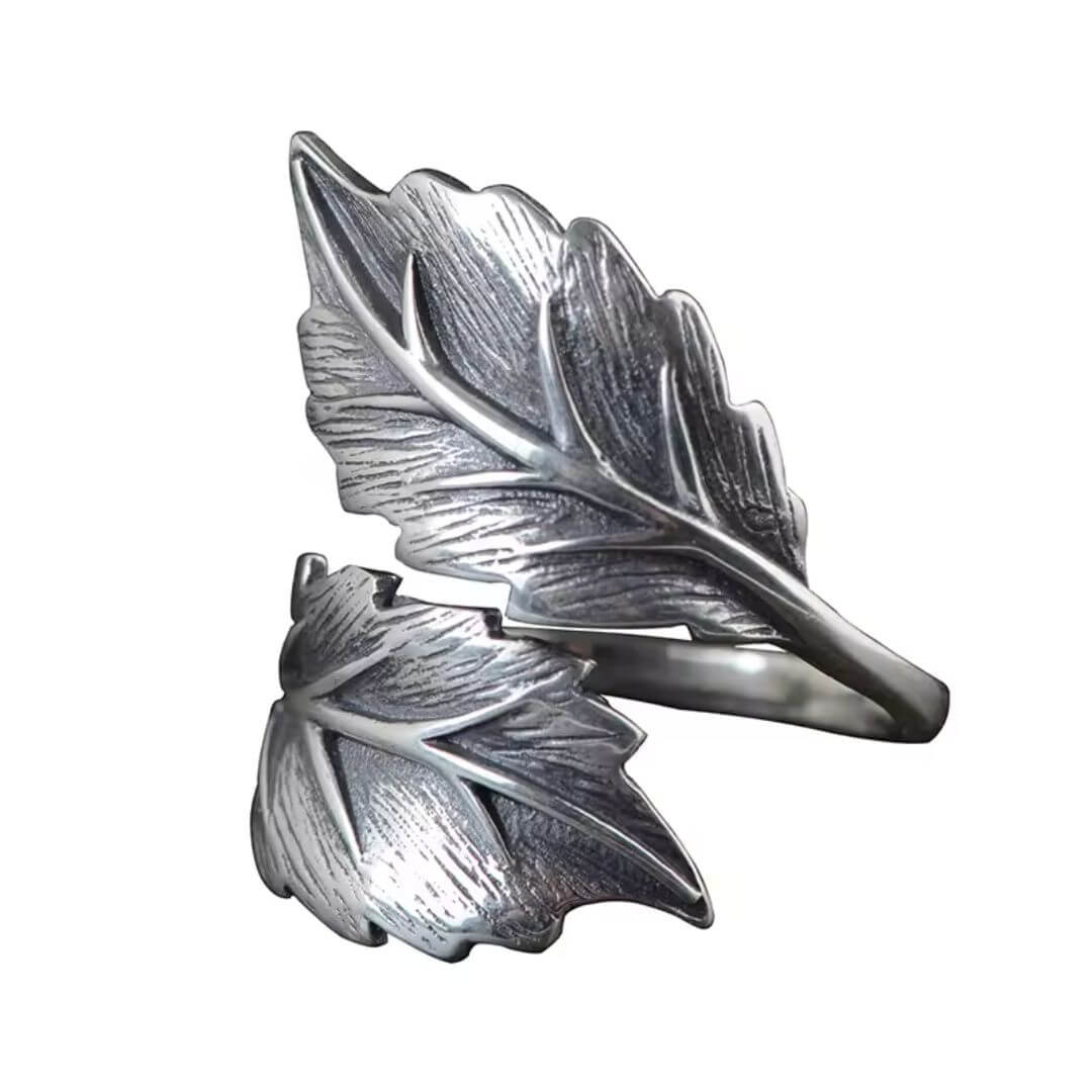 Silver Adjustable Leaf Wrap Ring - Diane Jewelry