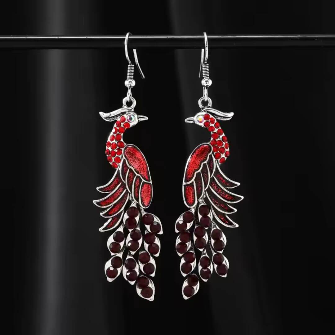 Blue Peacock Crystal Dangle Earrings - Diane Jewelry