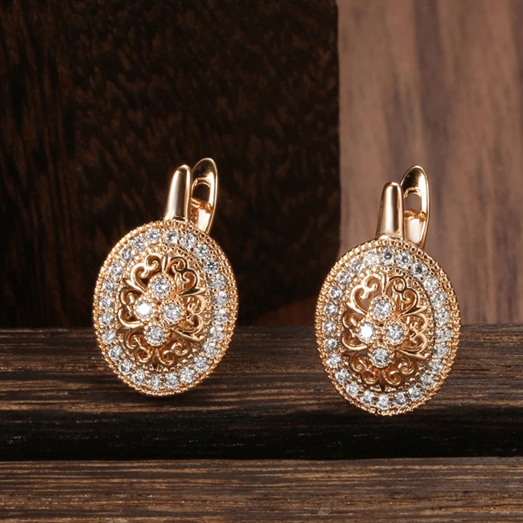 Vintage Gold Crystal Earrings - Diane Jewelry