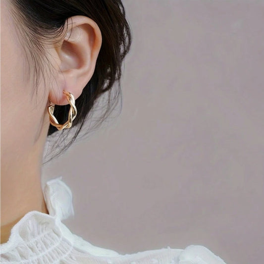 Twisted Gold Hoop Earrings - Diane Jewelry