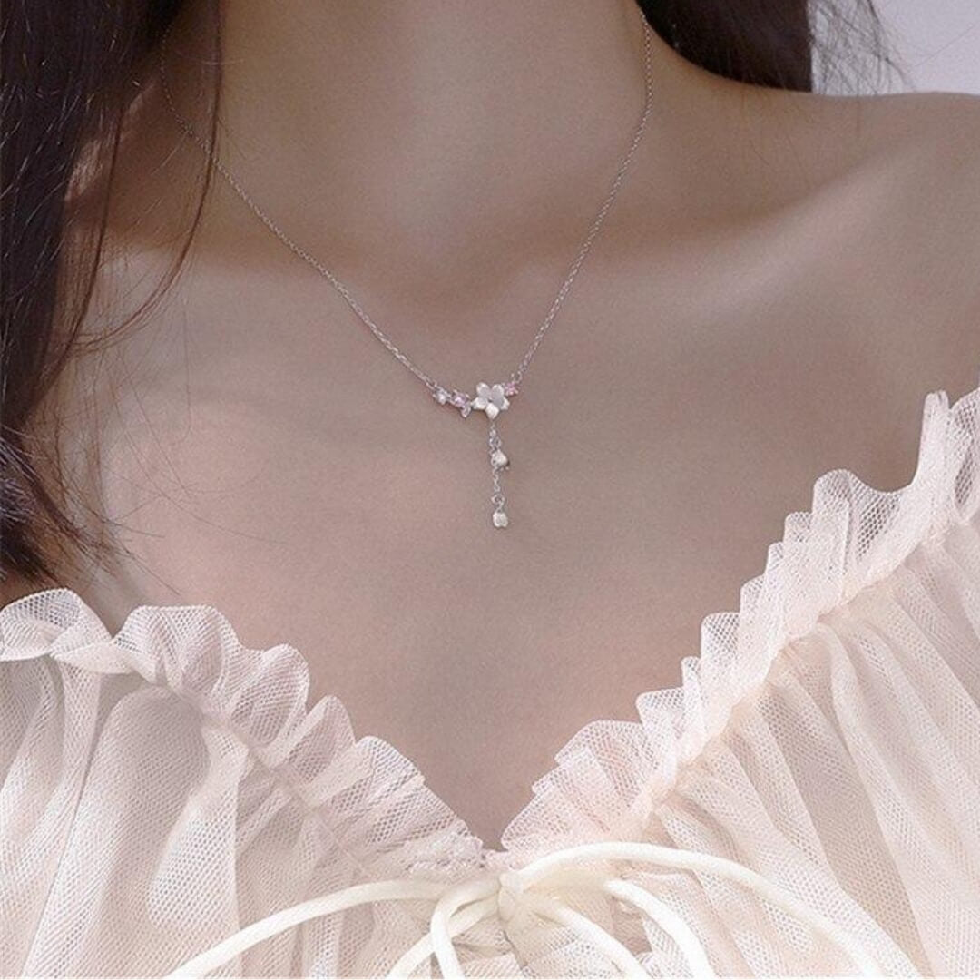 Pink Flower Pendant Chain Necklace - Diane Jewelry