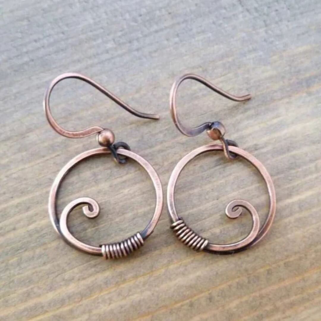 Vintage Copper Spiral Earrings - Diane Jewelry