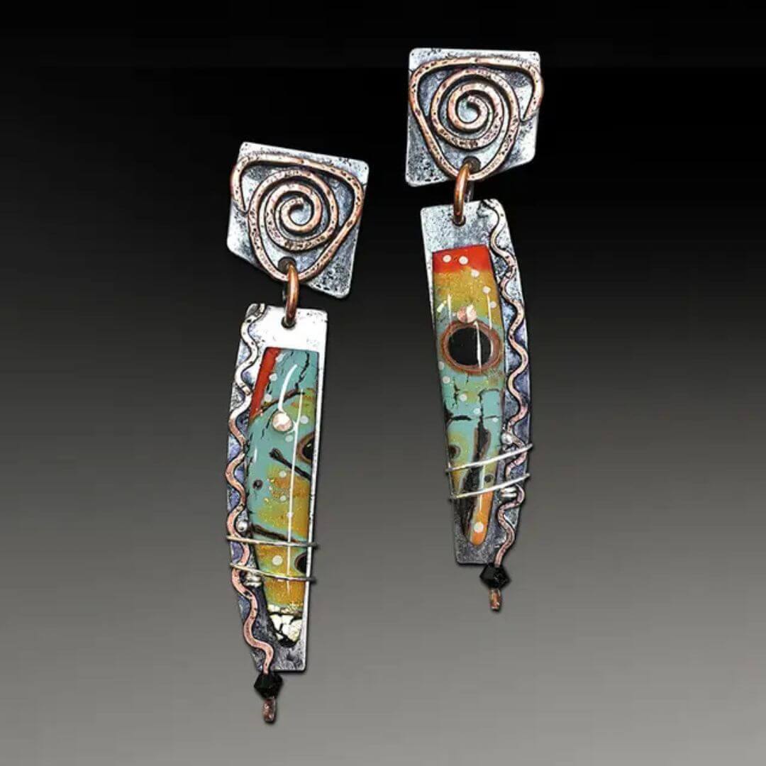 Abstract Boho Mixed Metal Earrings - Diane Jewelry