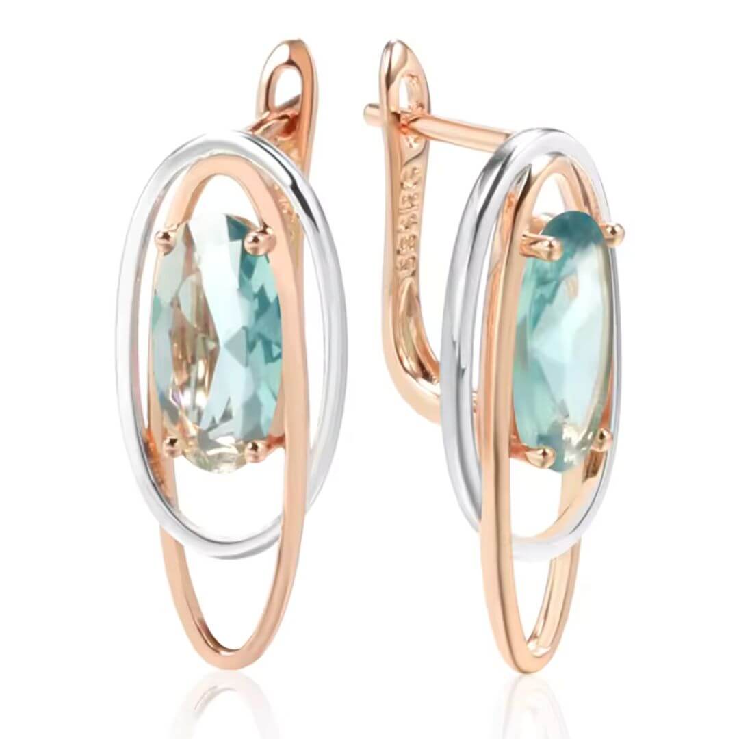 Blue Crystal Oval Hoop Earrings - Diane Jewelry