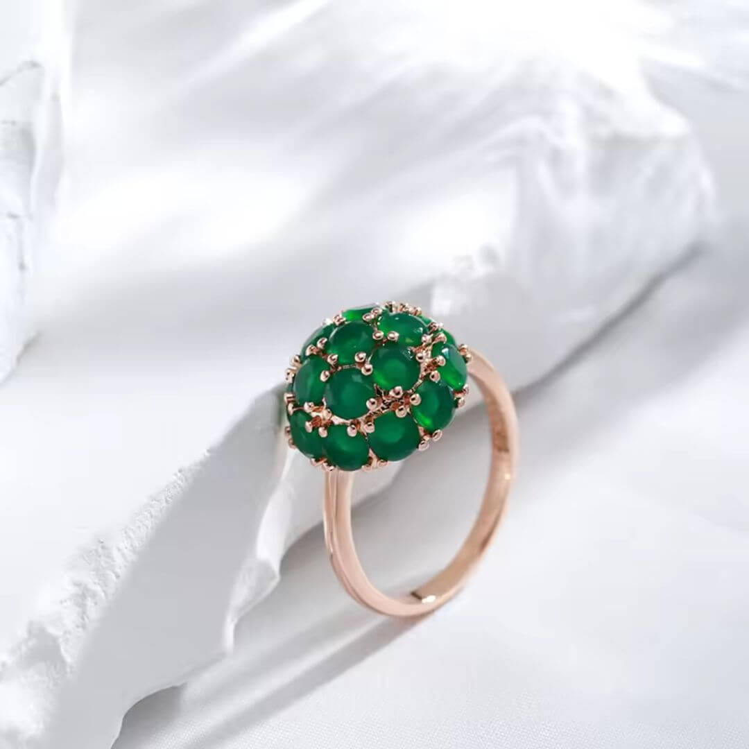 Green Gem Cluster Dome Ring - Diane Jewelry