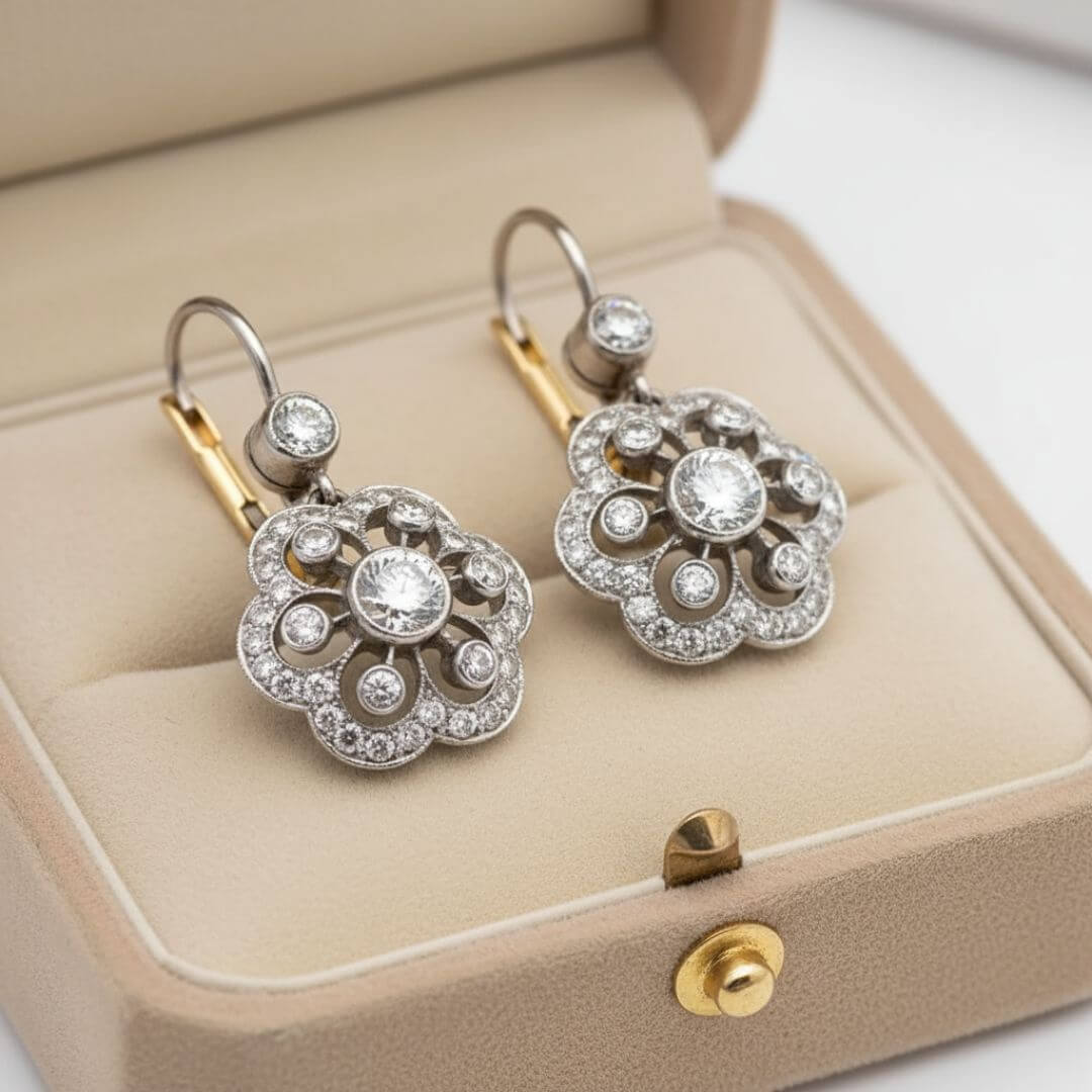 Vintage Floral Crystal Drop Earrings Emma & Noah Jewelry