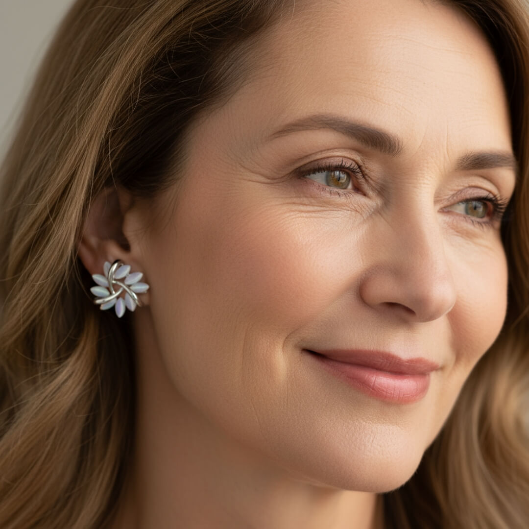 Floral Leaf Stud Twist Earrings Susan Rose Jewelry