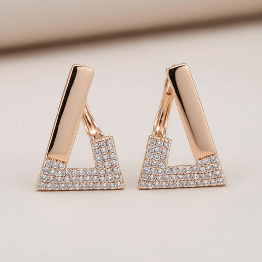 Geometric Rose Gold Crystal Earrings Susan Rose Jewelry