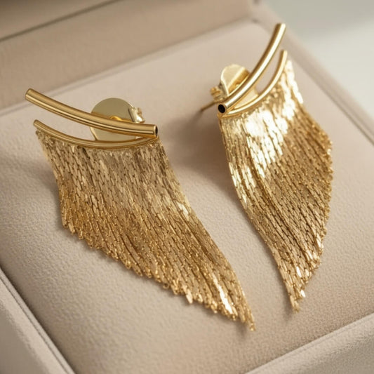 Gold Fringe Statement Earrings Susan Rose Jewelry