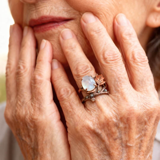 Nature Branch Moonstone Leaf Ring Susan Rose Jewelry