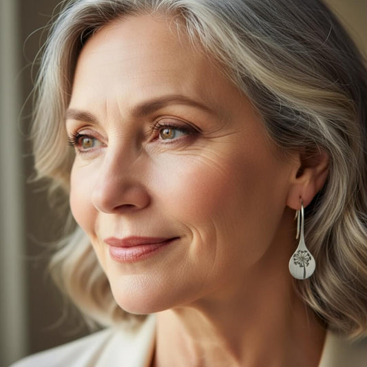 Silver Dandelion Drop Hook Earrings Susan Rose Jewelry