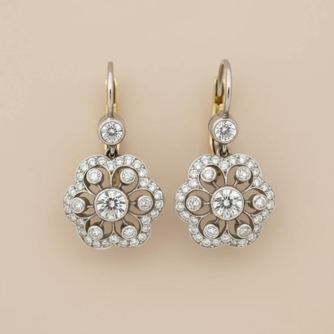 Vintage Floral Crystal Drop Earrings Susan Rose Jewelry