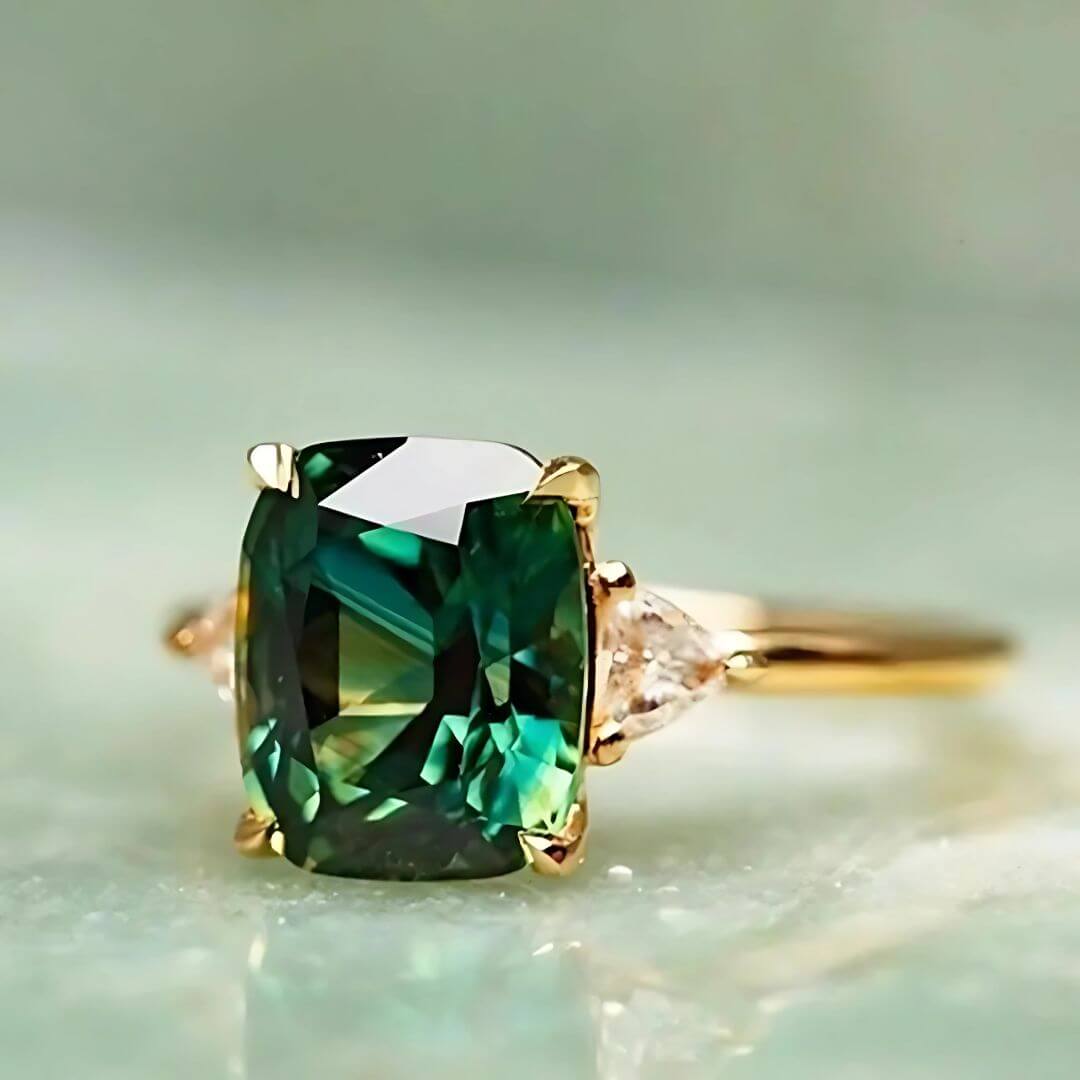 Emerald Cut Green Gem Ring Diane Jewelry