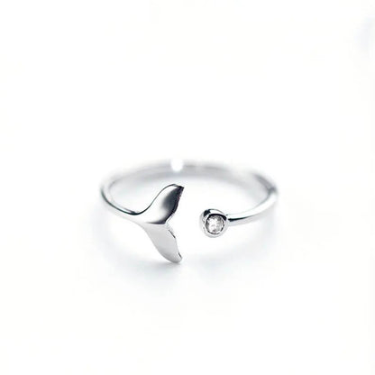 Silver Whale Tail Adjustable Ring - Diane Jewelry