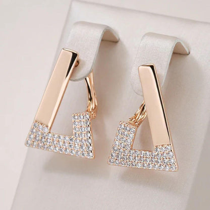 Geometric Rose Gold Sparkle Earrings - Diane Jewelry