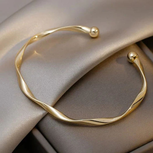 Minimalist Twisted Gold Cuff Bracelet - Diane Jewelry