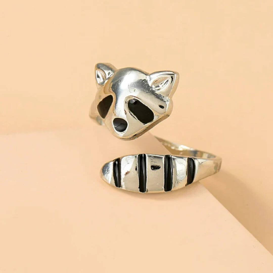 Raccoon Wrap Ring Adjustable Silver - Diane Jewelry