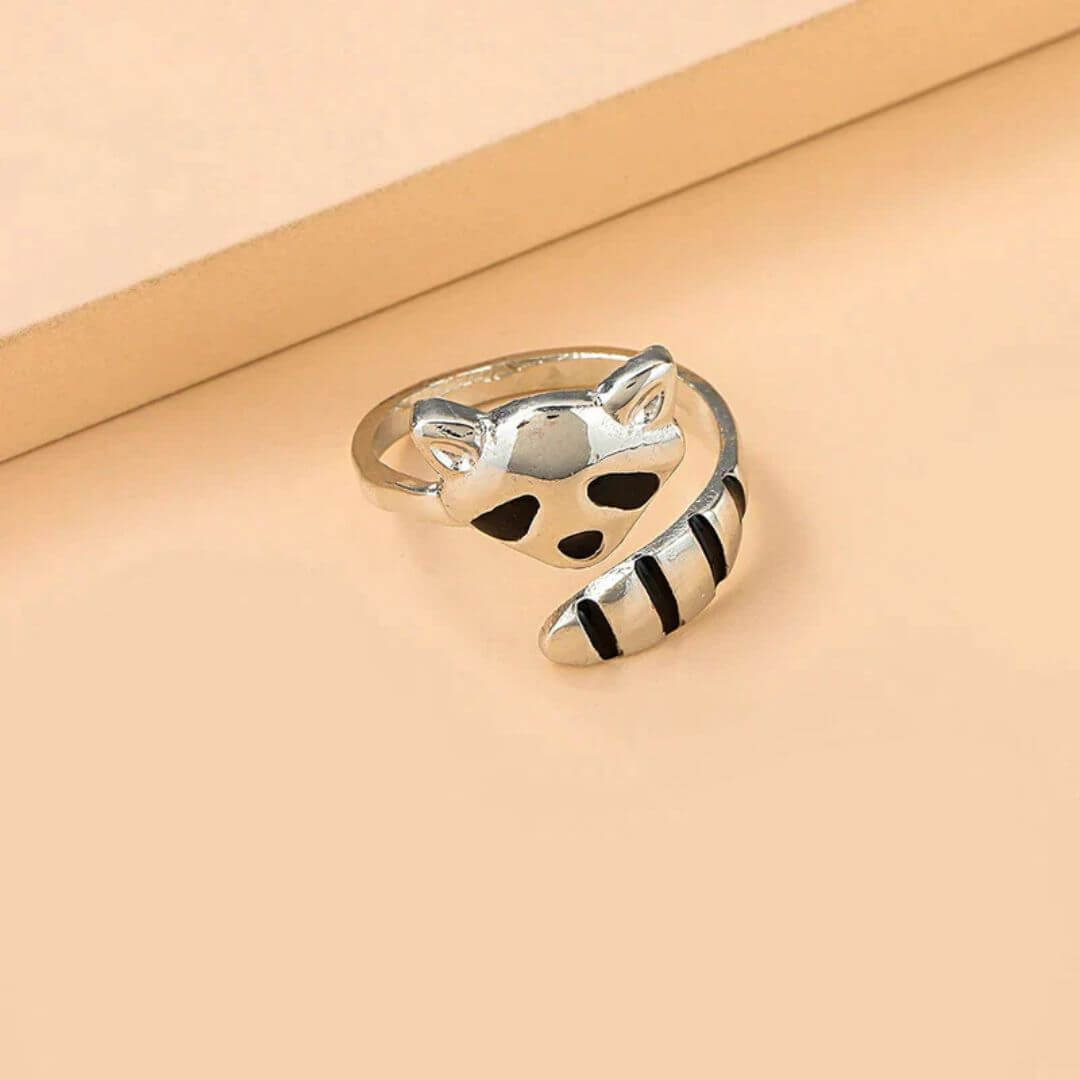 Raccoon Wrap Ring Adjustable Silver - Diane Jewelry