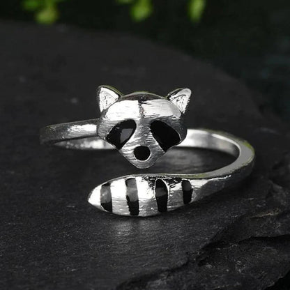 Raccoon Wrap Ring Adjustable Silver - Diane Jewelry
