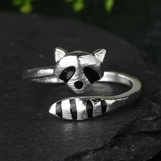 Raccoon Wrap Ring Adjustable Silver - Diane Jewelry