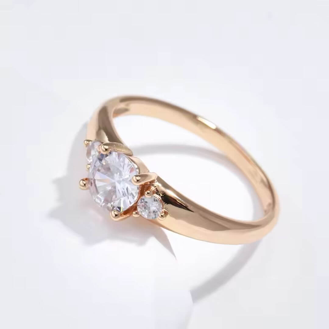 Gold Round-Cut Three Stone Ring - Diane Jewelry