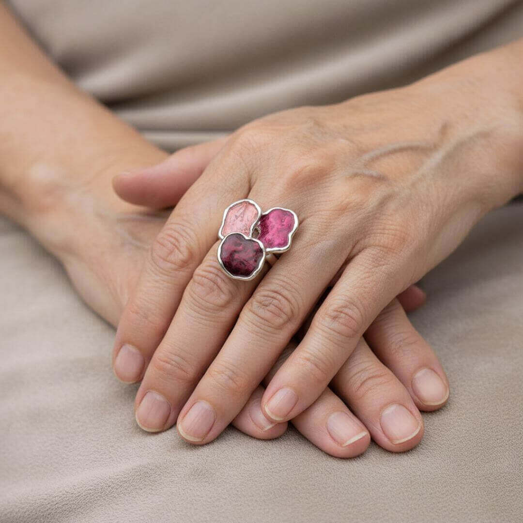 Abstract Petal Statement Ring Silver Emma & Noah Jewelry