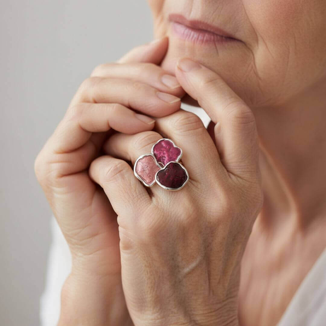 Abstract Petal Statement Ring Silver Emma & Noah Jewelry