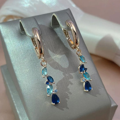 Elegant Blue Drop Dangle Earrings - Diane Jewelry