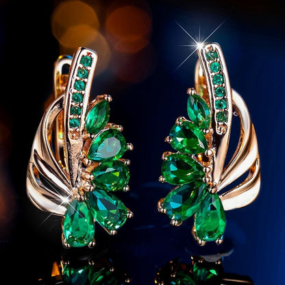 Elegant Green Crystal Drop Earring - Diane Jewelry