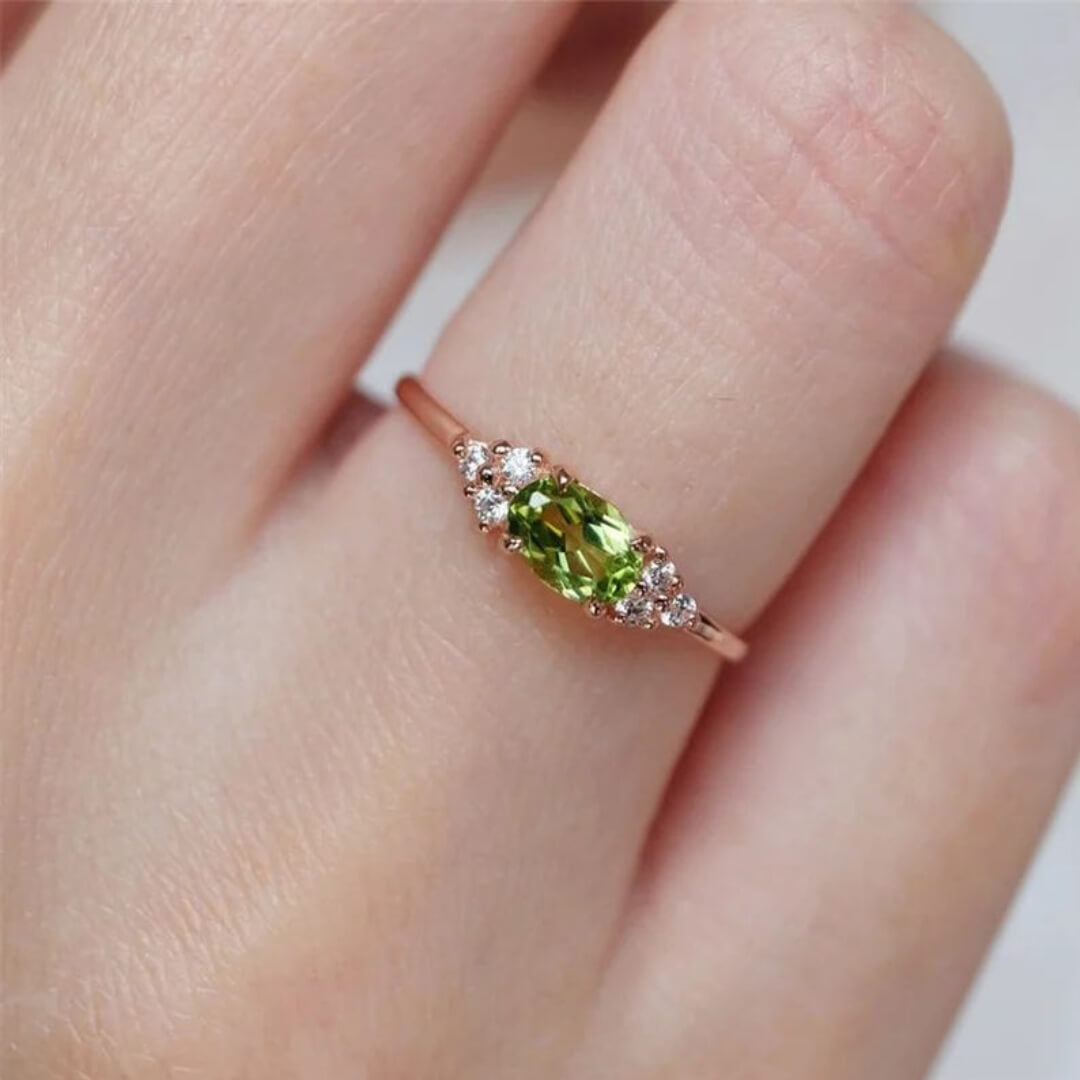 Delicate Green Gemstone Ring - Diane Jewelry