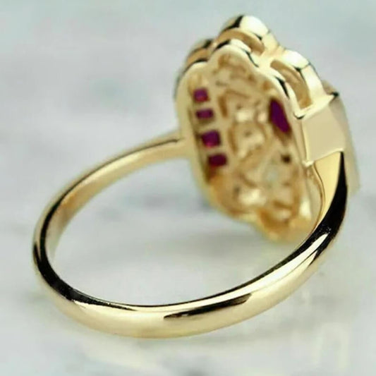 Vintage Ruby Marquise Gold Ring - Diane Jewelry