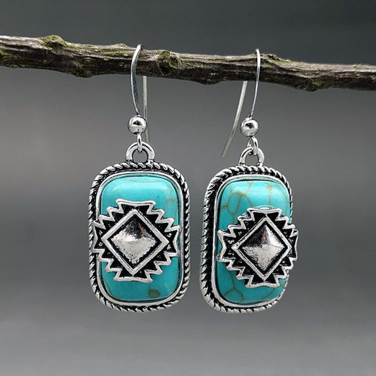 Boho Tribal Turquoise Drop Earrings - Diane Jewelry
