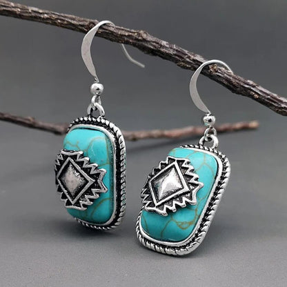 Boho Tribal Turquoise Drop Earrings - Diane Jewelry