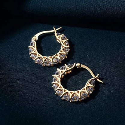 Gold Marquise Zircon Hoop Earrings - Diane Jewelry