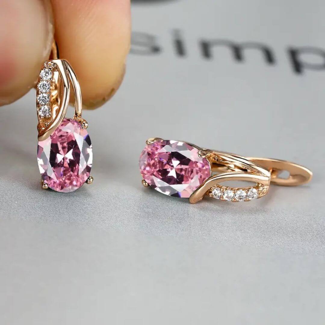 Gold Blue Gemstone Dangle Earrings - Diane Jewelry