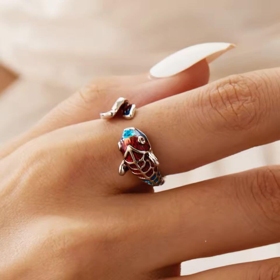 Enamel Koi Fish Open Ring - Diane Jewelry