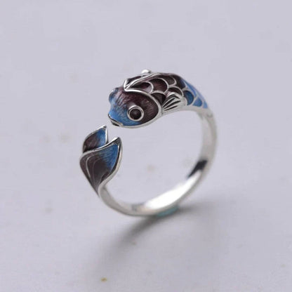 Enamel Koi Fish Open Ring - Diane Jewelry