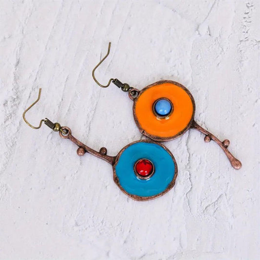 Boho Mismatched Enamel Drop Earrings - Diane Jewelry