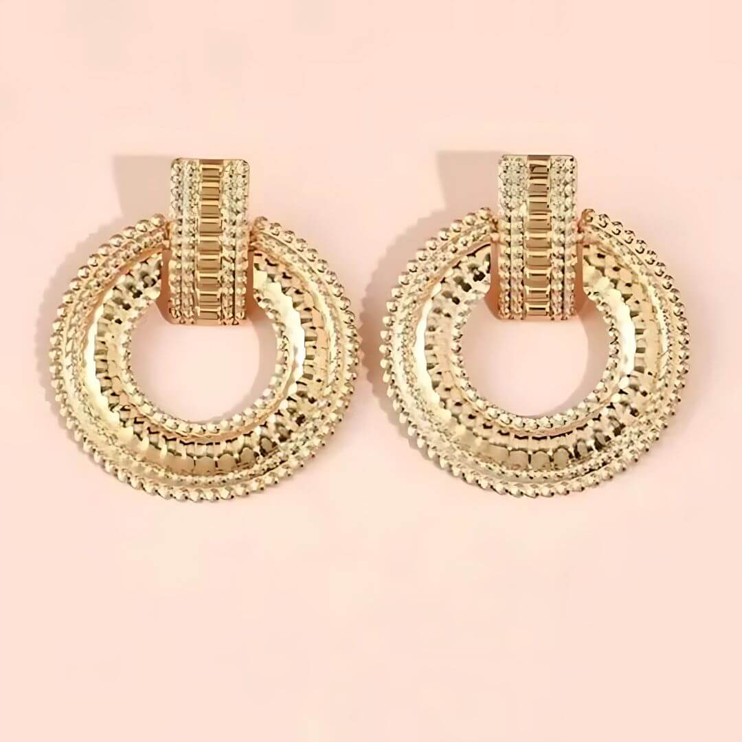 Chunky Gold Statement Circle Earrings - Diane Jewelry