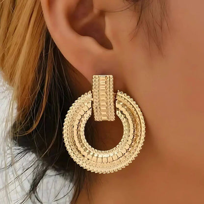 Chunky Gold Statement Circle Earrings - Diane Jewelry