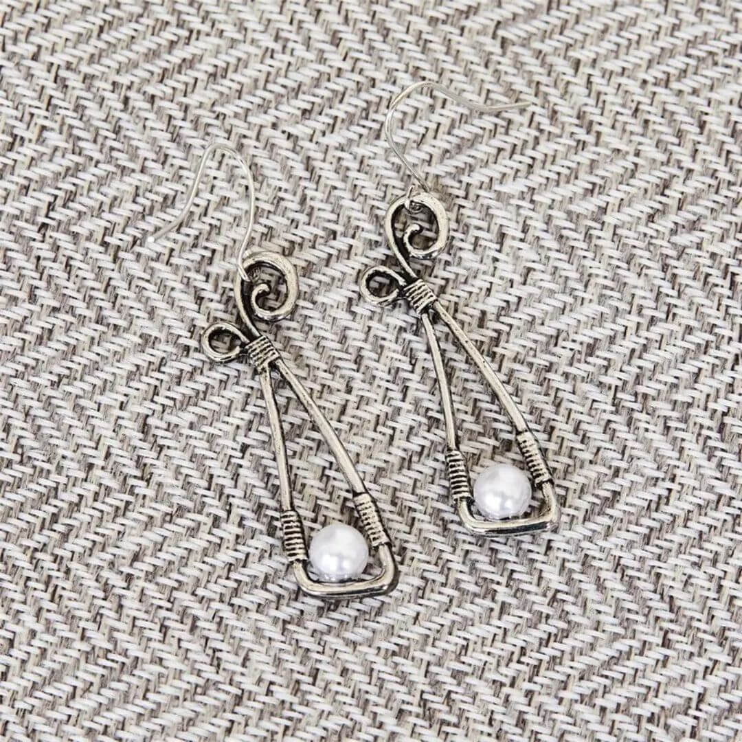 Wire Wrapped Pearl Dangle Earrings - Diane Jewelry
