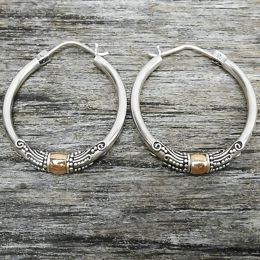 Sterling Silver Tribal Hoop Earrings - Diane Jewelry