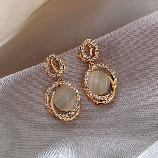 Luxury Round Gem Dangle Earrings - Diane Jewelry