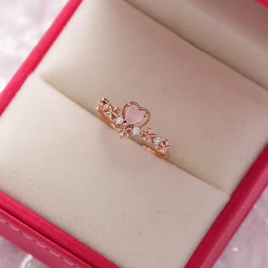 Rose Gold Heart Crown Ring - Diane Jewelry