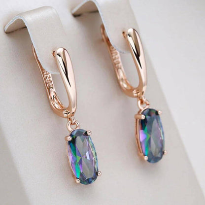 Rose Gold Oval Drop Earrings - Diane Jewelry
